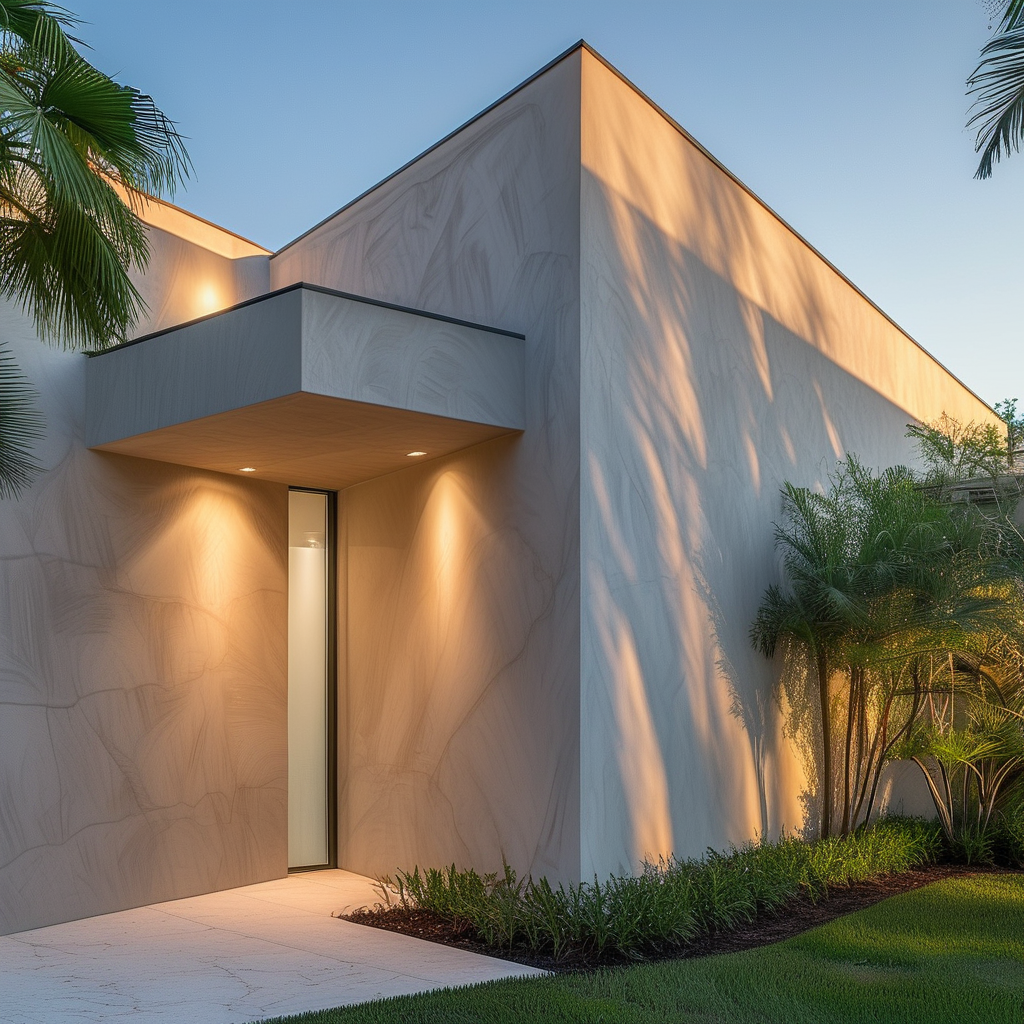 Modern stucco repair and refinish on a South Florida home